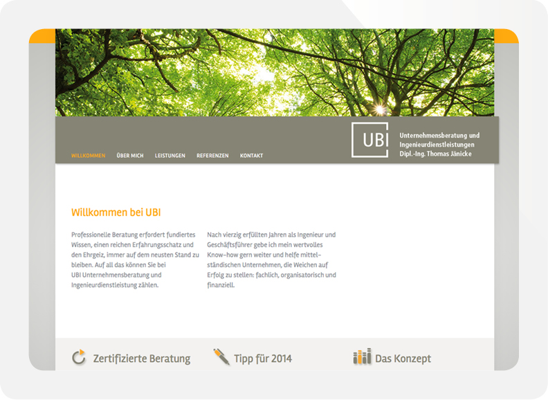 Ansicht Webseite UBI